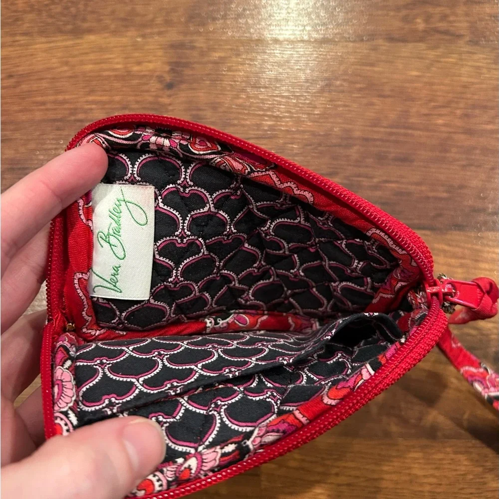 Vera Bradley Shoulder Bag Purse Frankly Scarlett Red Paisley Wallet Matching Set